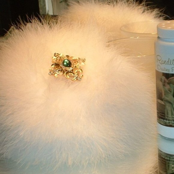 Jade Garden ~ 6 oz Scented Dusting Powder with Puff and Glass Stand by Rendition - Picture 4 of 5